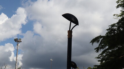 Electric lights in the blue sky when the weather is clear. Lights for street lighting