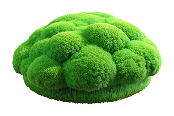 Vibrant green brain coral structure isolated on transparent background