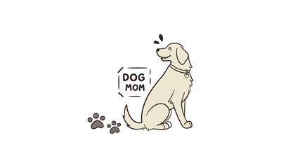 Loyal Dog Beside Proud 'Dog Mom' Sign