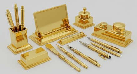 Gold office supplies set