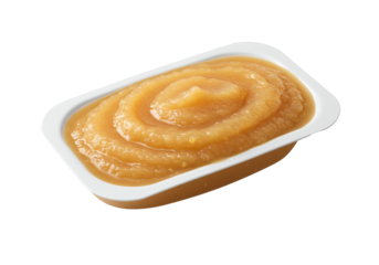 Creamy apple sauce in a white bowl, showcasing its smooth texture against a clean background