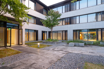 empty ground with modern buidling