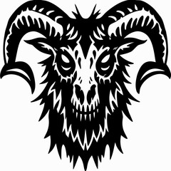 Fototapeta premium Stylized Goat Skull Graphic in Black and White A Striking Vector Illustration