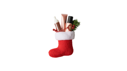 Christmas Stocking Filled with Makeup and Beauty Products