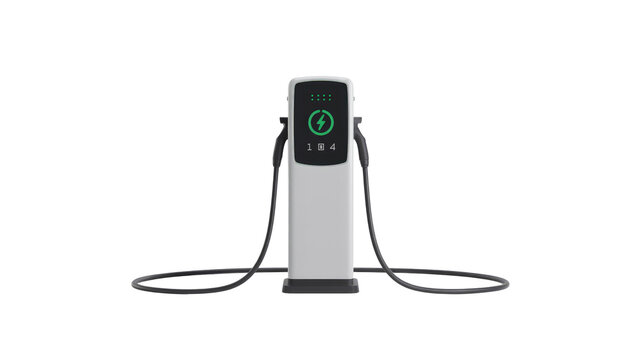 Modern Electric Vehicle Charging Station with Digital Display