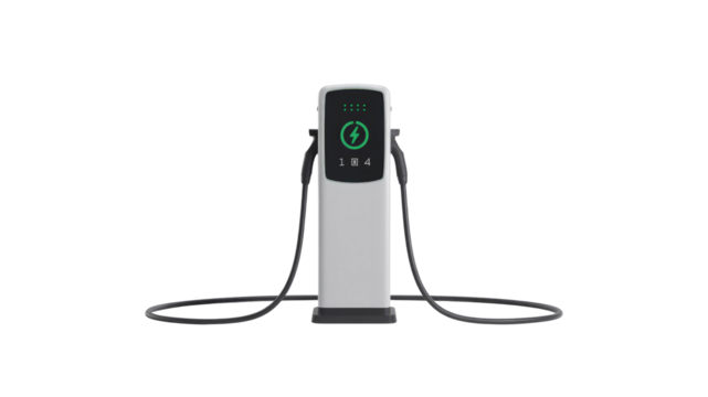 Modern Electric Vehicle Charging Station with Digital Display