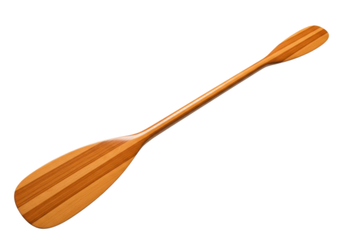 A polished wooden paddle with a sleek design, ideal for canoeing or kayaking adventures