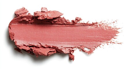 Swatched blush makeup, textured, coral pink, cosmetic sample.