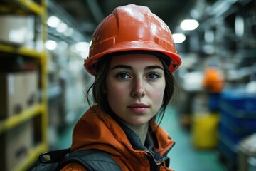 Factory worker in hard hat walking through an industrial space showcasing commitment to safety and productivity during working hours