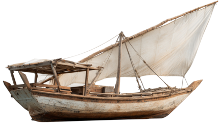Dhow boat. isolated object, white or transparent background