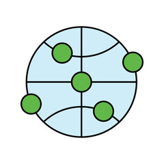 Global network icon. Lineal color style.