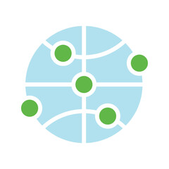 Global network icon. Flat color style.