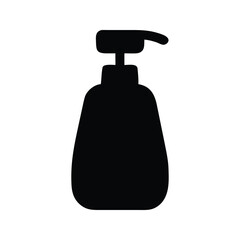 Obraz premium An isolated black soap dispenser pump bottle of liquid soap for hygiene and body care shampoo battle bold black silhouette vector icon illustration on white background minimalist flat black