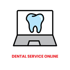 Dental Service Online icon, dental care, vector illustration, filled style, best used for web