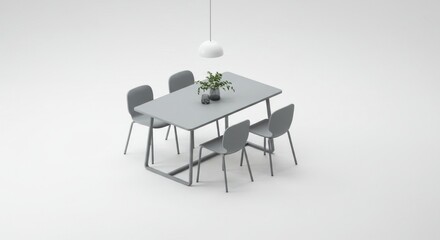 Gray dining table and chairs modern interior