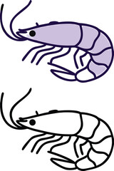 Shrimp Icons. Crustaceans, Seafood. Vector Illustration. Seafood Delicacy
