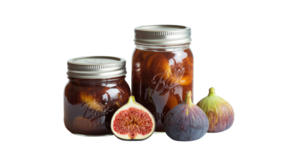 Homemade Fig Preserves in Mason Jars with Fresh Figs