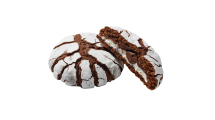 Delicious Chocolate Crinkle Cookies with Creamy Filling - Close-Up Studio Shot