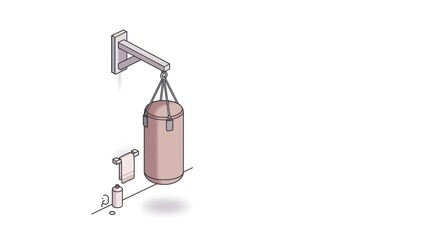 Hanging punching bag illustration