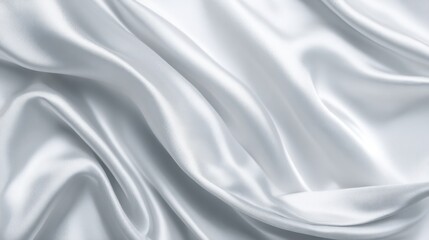 Obraz premium Soft and smooth white satin fabric is arranged in flowing waves, reflecting light beautifully and showcasing its luxurious texture and sheen. Perfect for elegant designs and decor.