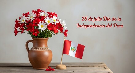 Festive Peruvian Independence Day Bouquet in Terracotta Vase