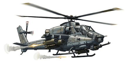Military Attack Helicopter Illustration Armed Combat Aviation