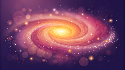 Obraz premium Swirling galaxy illustration in shades of orange, pink, and deep purple