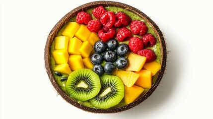 Fruit Smoothie Bowl in Coconut Shell
