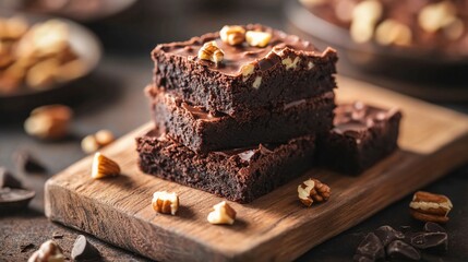 Chocolate Brownie Stack with Nut Topping