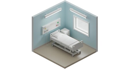 Hospital room illustration isometric graphic