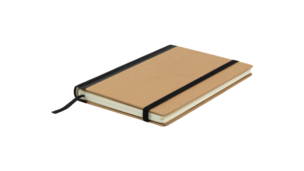 Closed Beige Notebook with Black Elastic Closure
