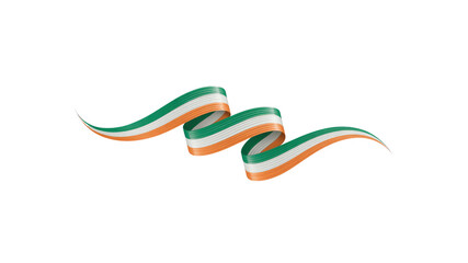 Waving Irish Flag Ribbon Design Element
