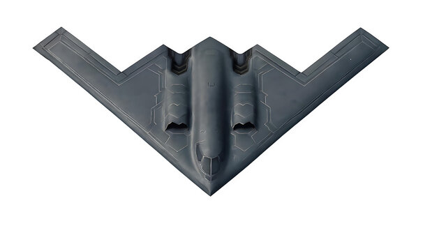 Futuristic B-2 Spirit Concept with Digital HUD Overlays on Transparent Background - Powered by Adobe