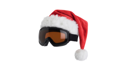 Santa Hat on Ski Goggles Festive Winter Sports Fun
