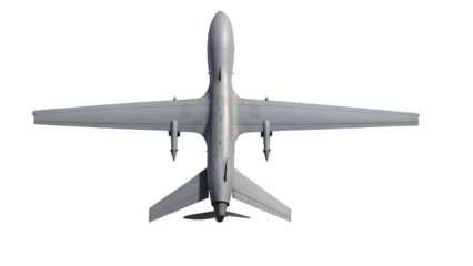 Top View of Unmanned Combat Aerial Vehicle (UCAV) with Shadow on Transparent Background – Ultra-Realistic