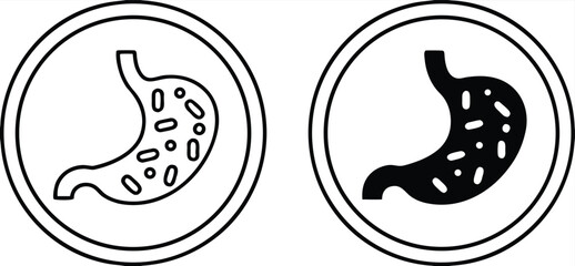 Labels Contains Probiotics. Black and White Vector Icons. Cat's Food Properties. Food Packaging Sticker
