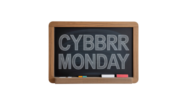 Cyber Monday Sale Announcement on Chalkboard - Powered by Adobe