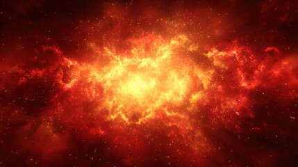 Fototapeta premium A vibrant cosmic explosion showcases fiery orange and red hues against a backdrop of dark space. This astronomical event illustrates the dynamic nature of the universe.