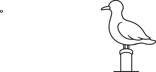 Seagull on Beach Wooden Post Outline Artwork