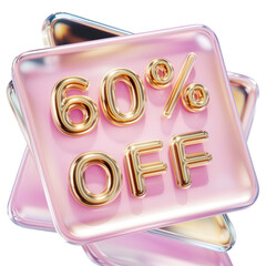 Sixty Percent Off Sale: Elegant Gold and Pink 3D Render