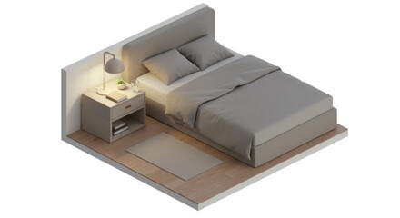 Isometric bedroom design illustration