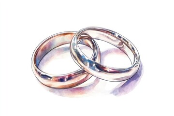 Silver rings illustration watercolor jewelry.