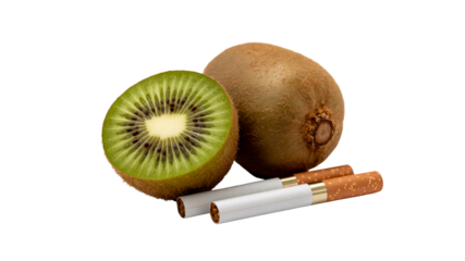 Healthy Choice vs. Unhealthy Habit Kiwi Fruit and Cigarettes