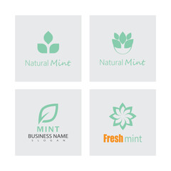 Simple mint logo leaf vector and symbol