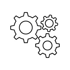 Mechanism gears icon, Production growth sign.