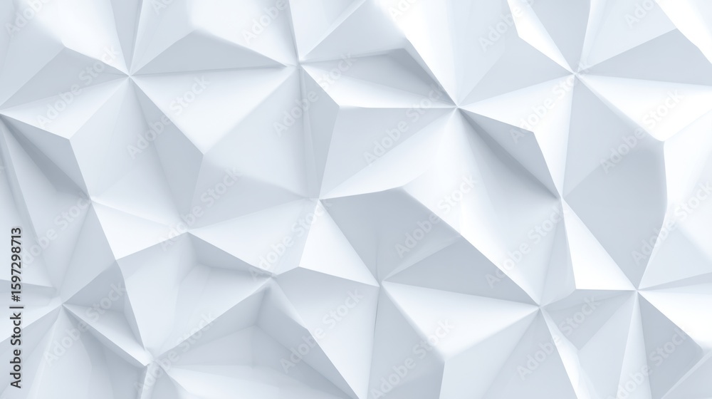 Poster a modern wall is adorned with a unique geometric design created from three-dimensional white triangu
