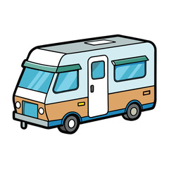 Cartoon RV Camper Isolated on White Background for Adventure and Road Trip Designs