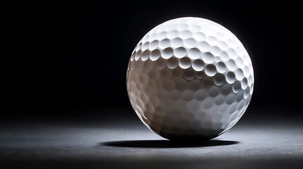 White Golf Ball Close-up on Dark Surface Professional Studio Shot