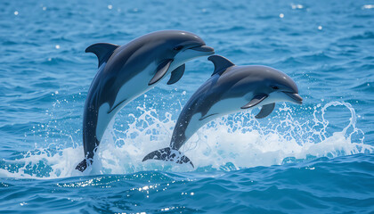 Obraz premium Dolphin in the water, marine, jump, fish, wildlife, pool, swim, wild, fun, nature, life, aquatic, bottlenose, jumping, 32K Revolutions 