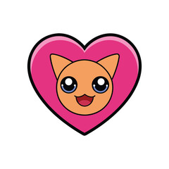 Heart love vector illustration, symbol for romance and affection, cat with heart.